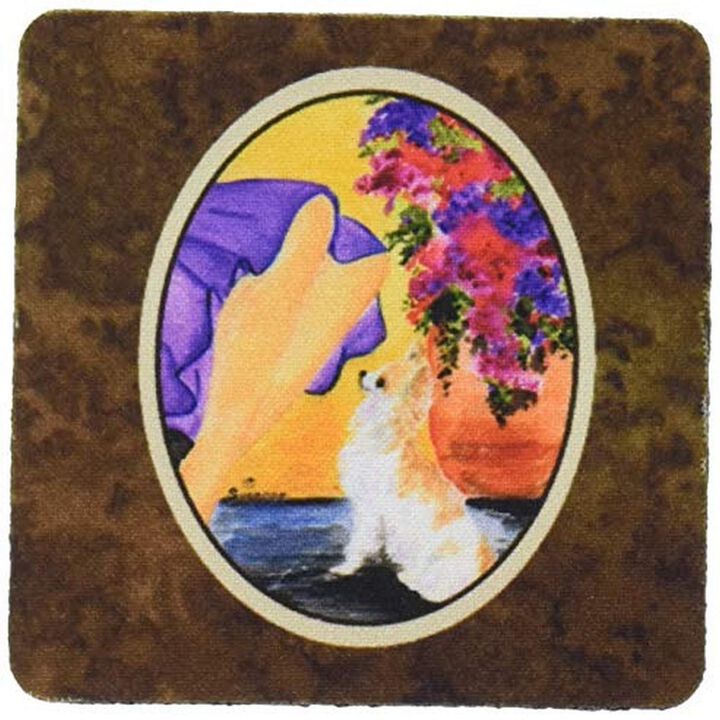 Caroline's Treasures SS8521FC Lady with Her Chihuahua Foam Coasters (Set of 4), 3.5 H x 3.5 W, Multicolor
