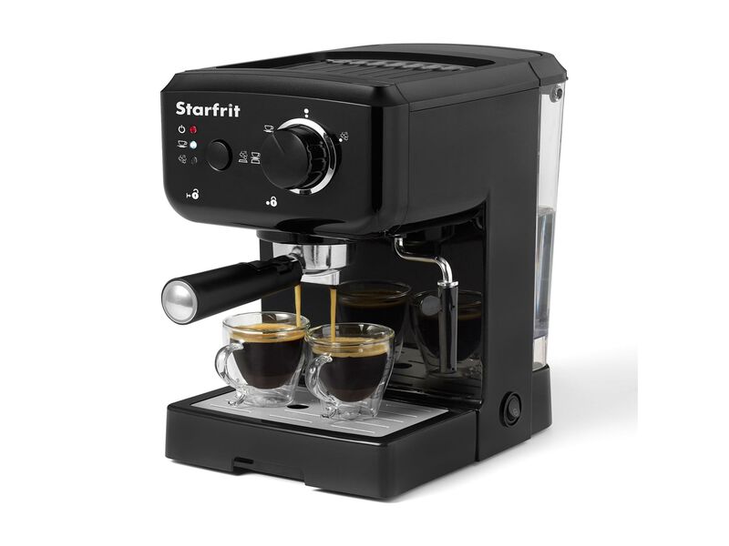 Starfrit - Espresso and Cappuccino Coffee Machine, Includes Rotating Steam Nozzle and Milk Frother, Black image number 1