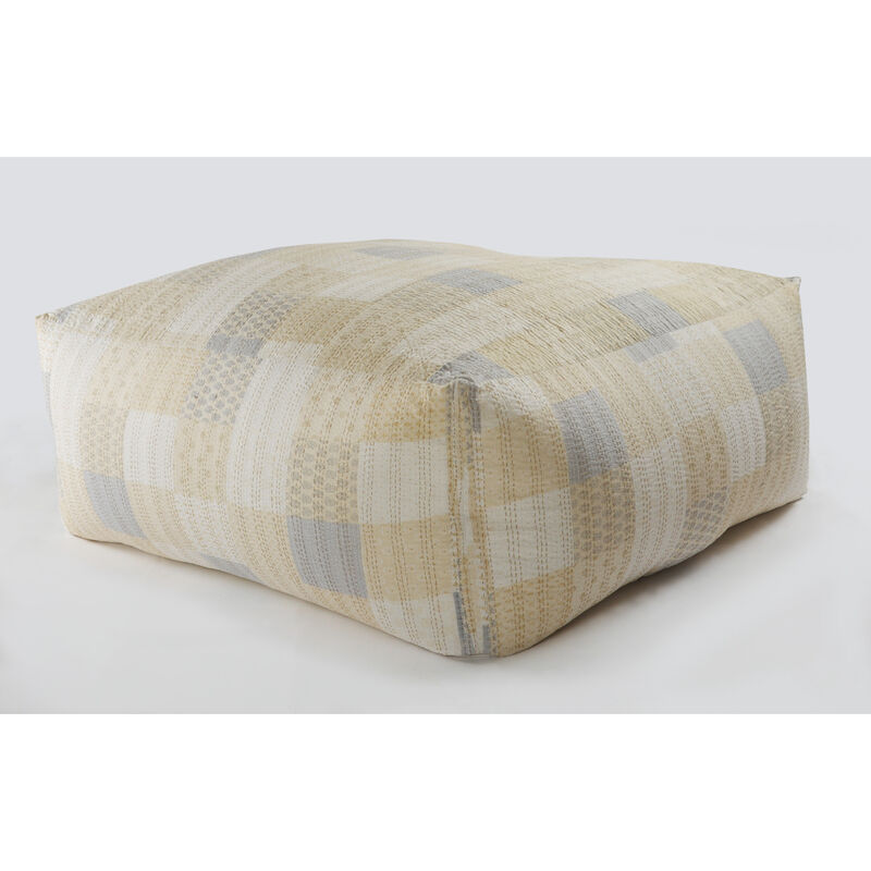 Cotton Patchwork Pouf Ottoman – Soft Floor Seat and Footrest