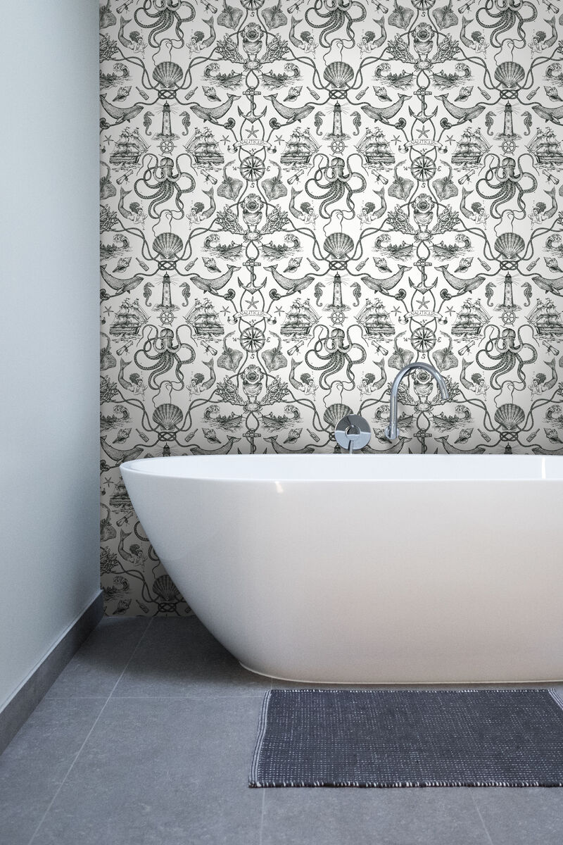 Deep Sea Toile Black Wallpaper image number 1