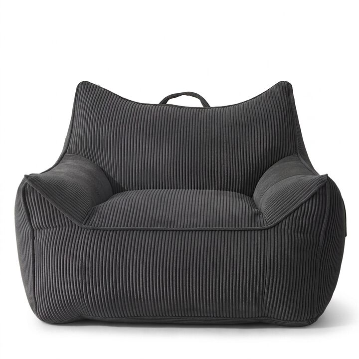 Vipbear Corduroy Bean Bag Chair with Armrests Comfy Lazy Floor Sofa Couch for Living Room, Bedroom