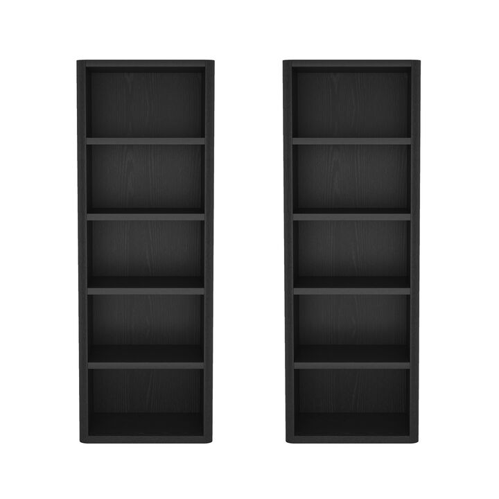 Rivington Black Open Bookcase (Set of 2)