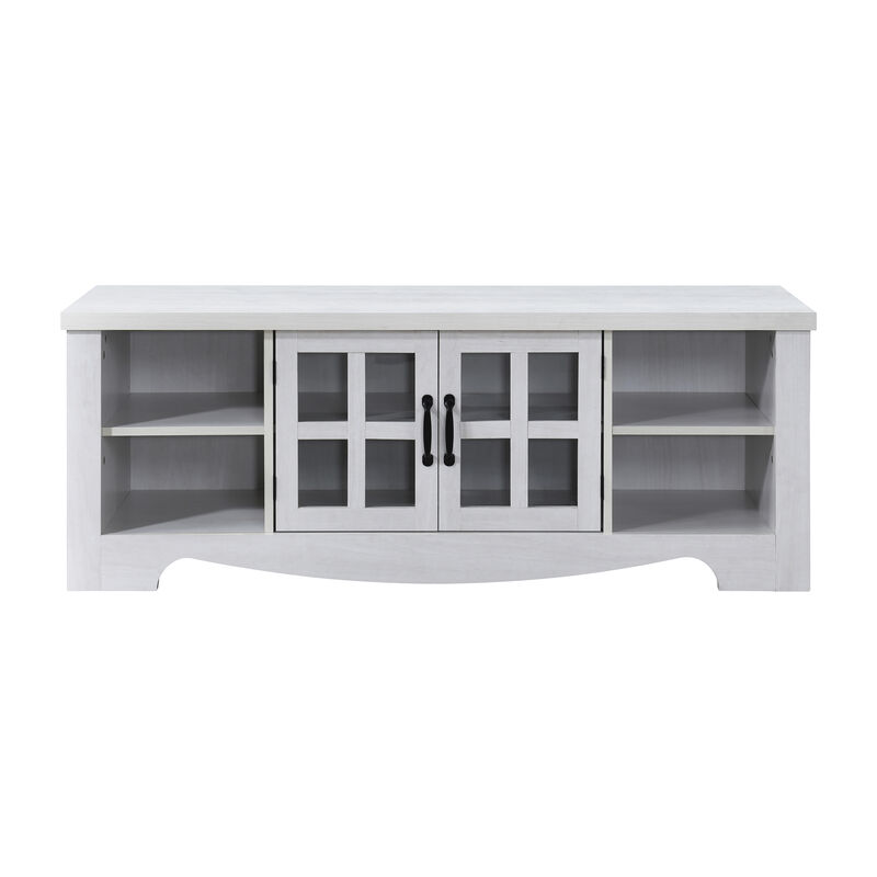 52.37 in. Wood TV Stand with 1 Glass-fronted Storage Cabinets Fits TV's up to 60 in.