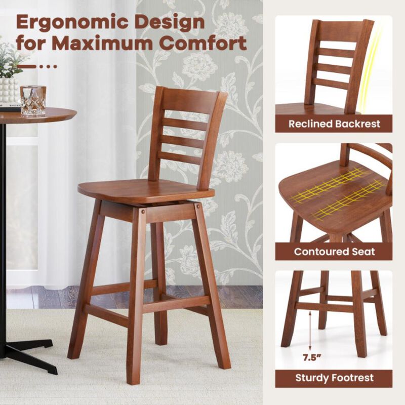 Hivvago Counter Height Barstools Set of 2 with Footrest for Kitchen Island Bar