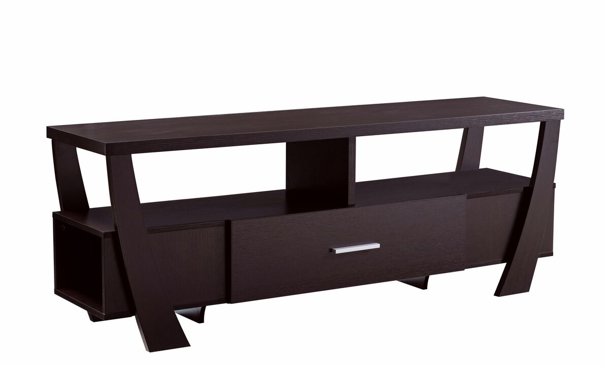 Red Cocoa TV Stand with 2 Shelves & Center Drawer Entertainment Center