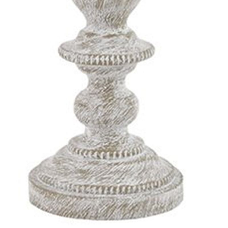 Drum Shade Table Lamp with Pedestal Base, Set of 2, Beige and Off White - Benzara image number 2