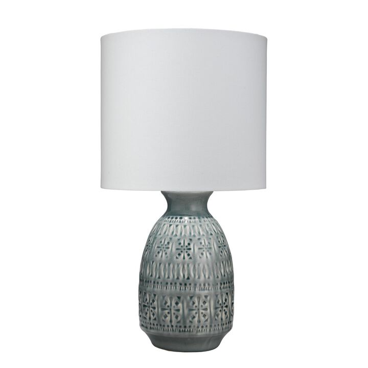 Table Lamp with Cut Out Geometric Pattern, Blue-Benzara