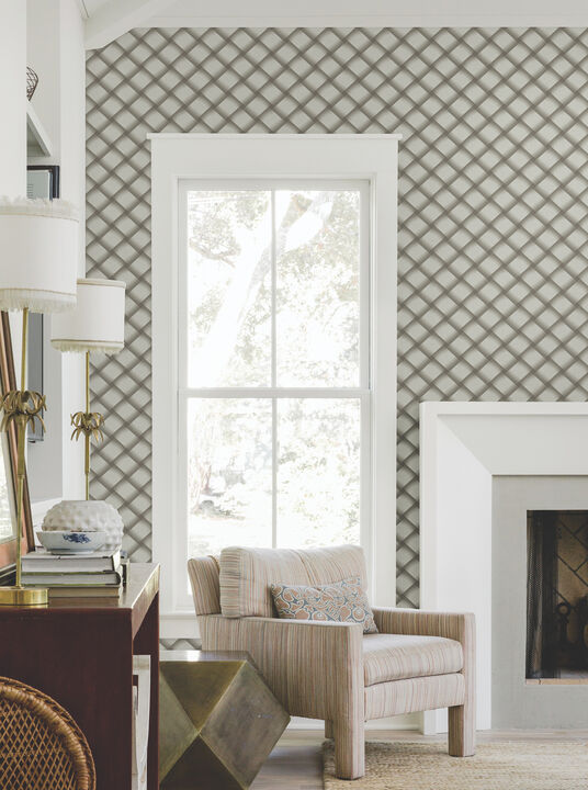 Bayside Basket Weave Mocha Wallpaper