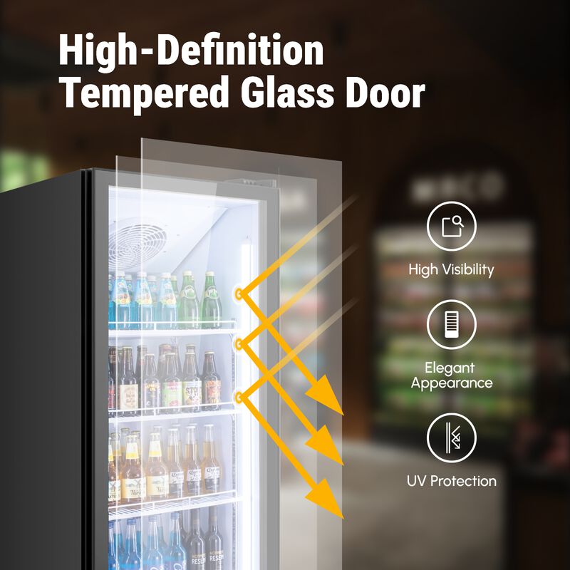 Commercial Display Beverage Refrigerator,12.36 CuFt, LED Lighting& Adjustable Shelves image number 4