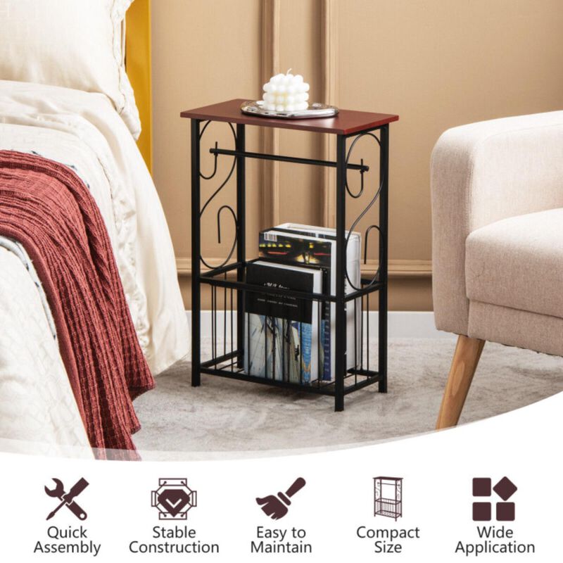 Hivvago Narrow Side Table with Removable Paper Holder for Living Room