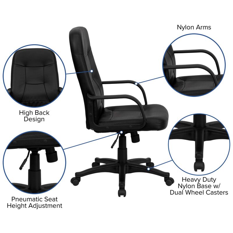 Holly High Back Black Glove Vinyl Executive Swivel Office Chair with Arms image number 8