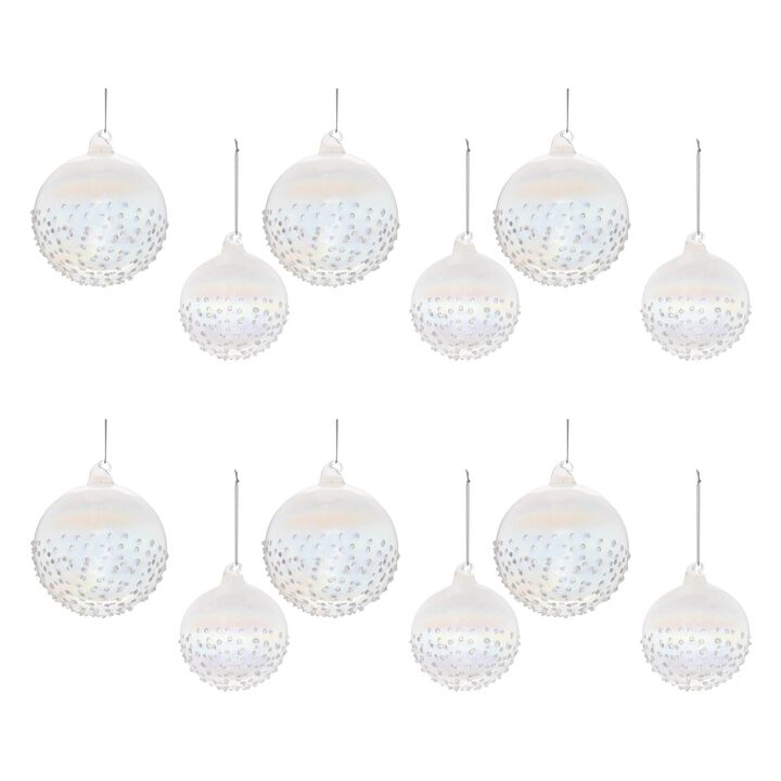 Iridescent Glass Ball Ornaments (Set of 12) – Light-Reflecting Christmas Tree Baubles for Holiday Decor, Wreaths & Garlands