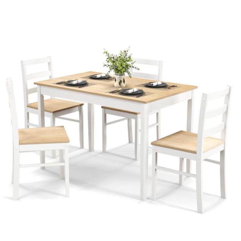 Hivvago 5-Piece Wooden Dining Set with Rectangular Table and 4 Chairs