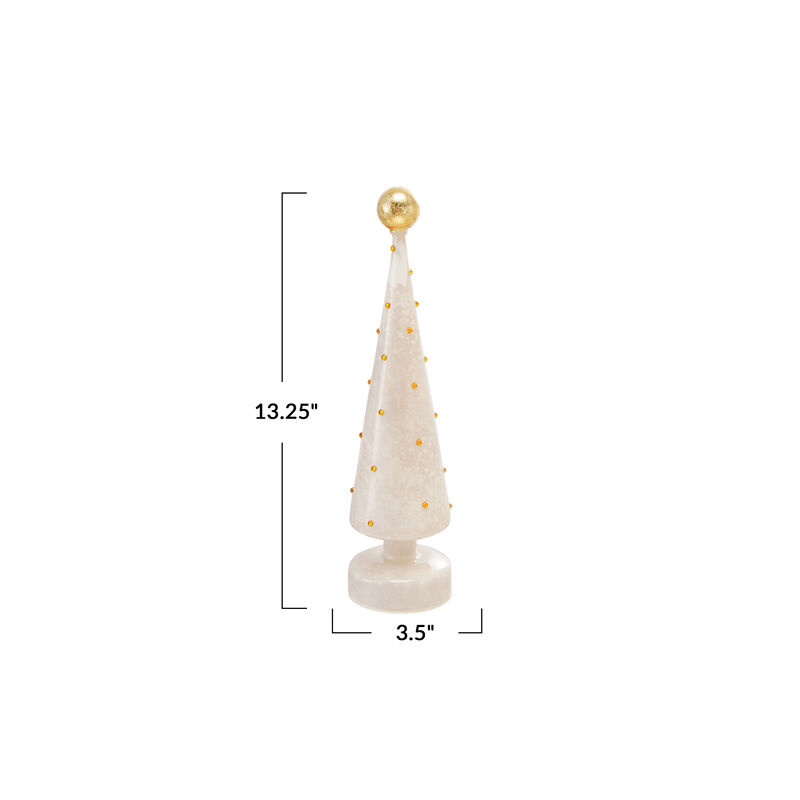 Gold Mercury Glass Tree with Embossed Dots and LED Glow image number 1