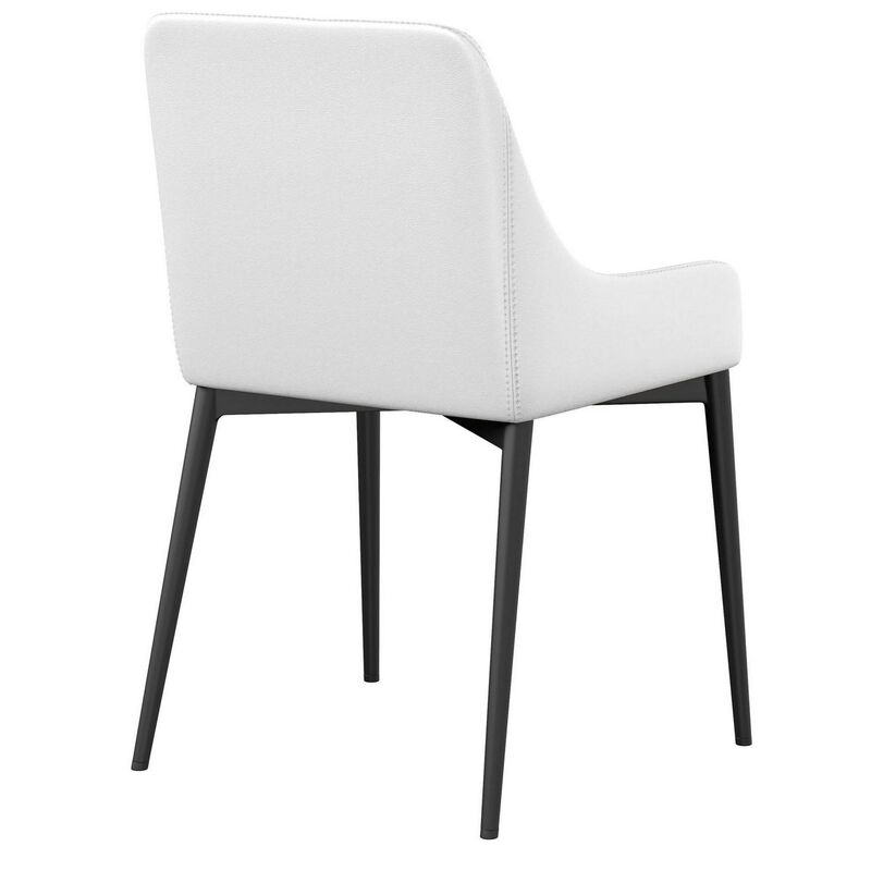 Zvi 21 Inch Cushioned Dining Chair, Set of 2, Sloped Arms, White, Black - Benzara image number 2