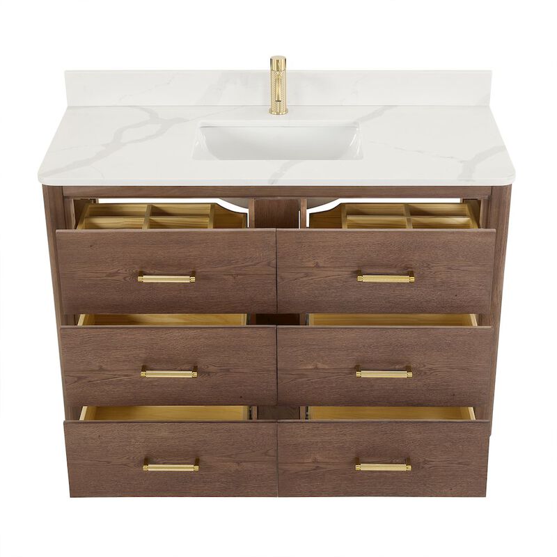 Vinnova Design Porto 48 Free-standing Single Bath Vanity in Aged Dark Brown Oak