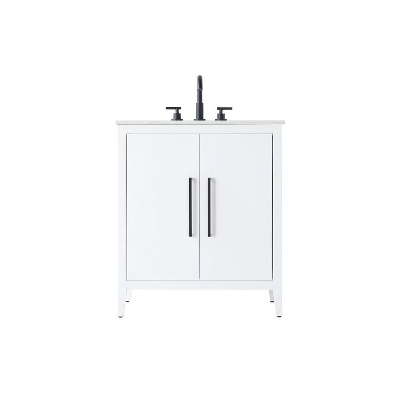 Elegant Kitchen and Bath 30 Inch Single Bathroom Vanity In White