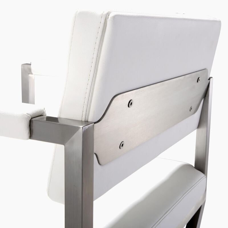 TOV Furniture Director Stainless Steel Barstool, White image number 4