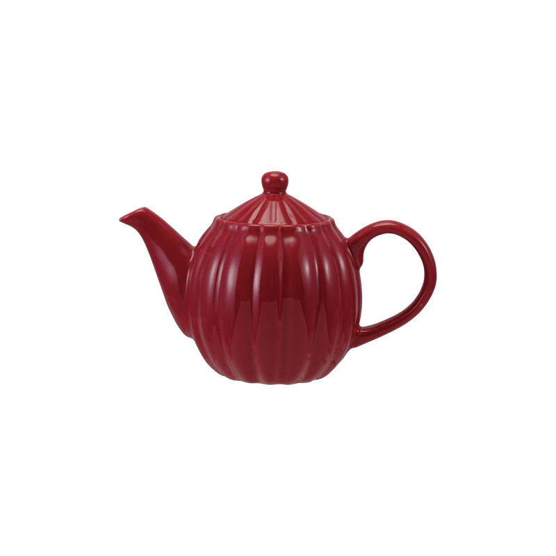 Red Reactive Glaze Ribbed Stoneware Teapot image number 0