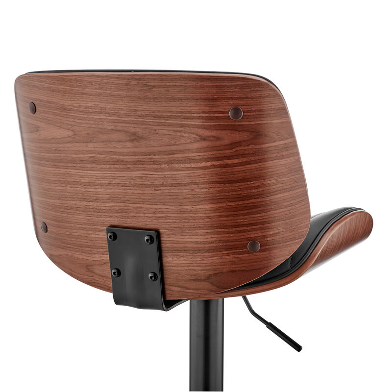 Brock Adjustable Gray Faux Leather and Walnut Wood Stool with Black Base image number 6