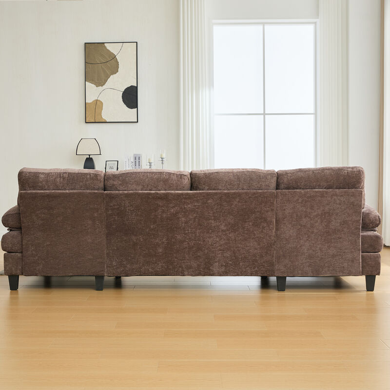 103.5" Chenille U Sectional Couch, Dual Chaise Lounge Sofa