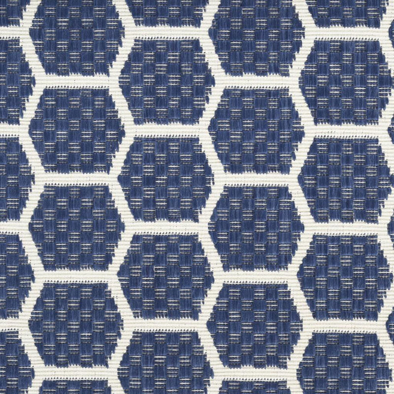 HomeRoots 12' Navy Blue And Ivory Geometric Indoor Outdoor Runner Rug image number 0