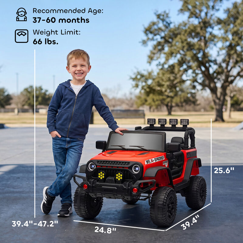 BreeBe 12V Battery Powered Ride on Car, Ride on Truck w/ Remote, 4 Suspension Wheels, Music Horn Lights image number 2