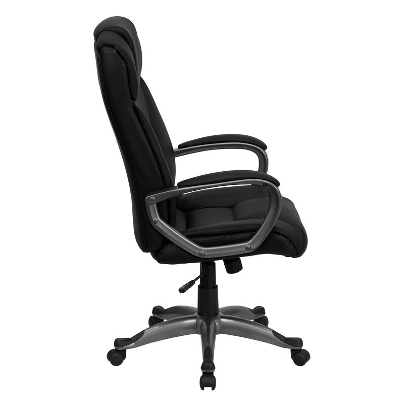 Hansel High Back Black LeatherSoft Executive Swivel Office Chair with Arms image number 9
