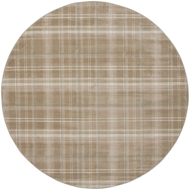 HomeRoots Plaid Round Rug