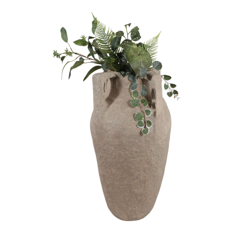 Paper Mache Handle Vase,Taupe image number 1