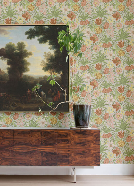 Cecilia Chartreuse Tulip and Daffodil Wallpaper
