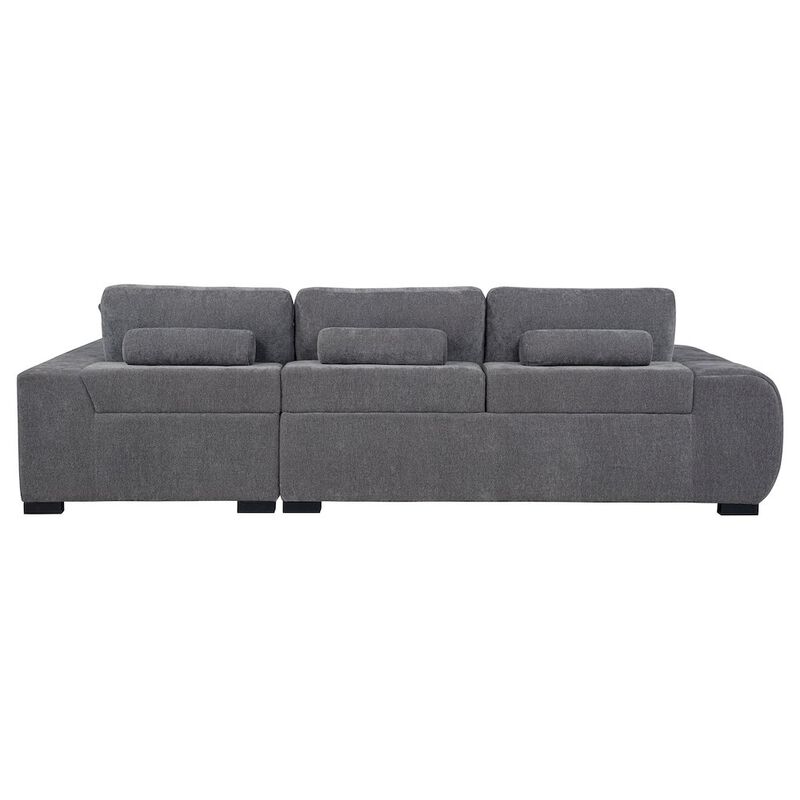 Octavia Upholstered Sectional Chaise Sofa Charcoal Grey