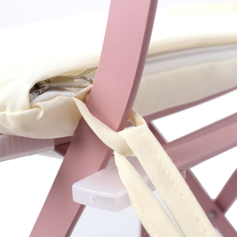 Whisen 3-Piece Metal Patio Outdoor Bistro Balcony Metail Chair Table Set with Beige Cushions - Pink