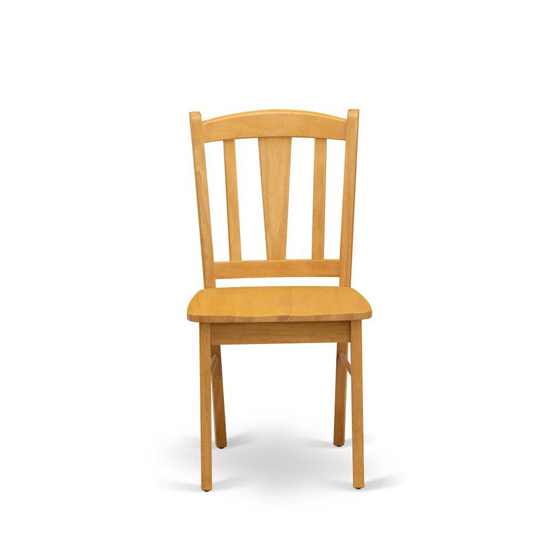 OXDL3-OAK-W - 3-Piece Kitchen Dining Set- 2 Kitchen Chairs and Modern dining room table - Wooden Seat and Slatted Chair Back - Oak Finish