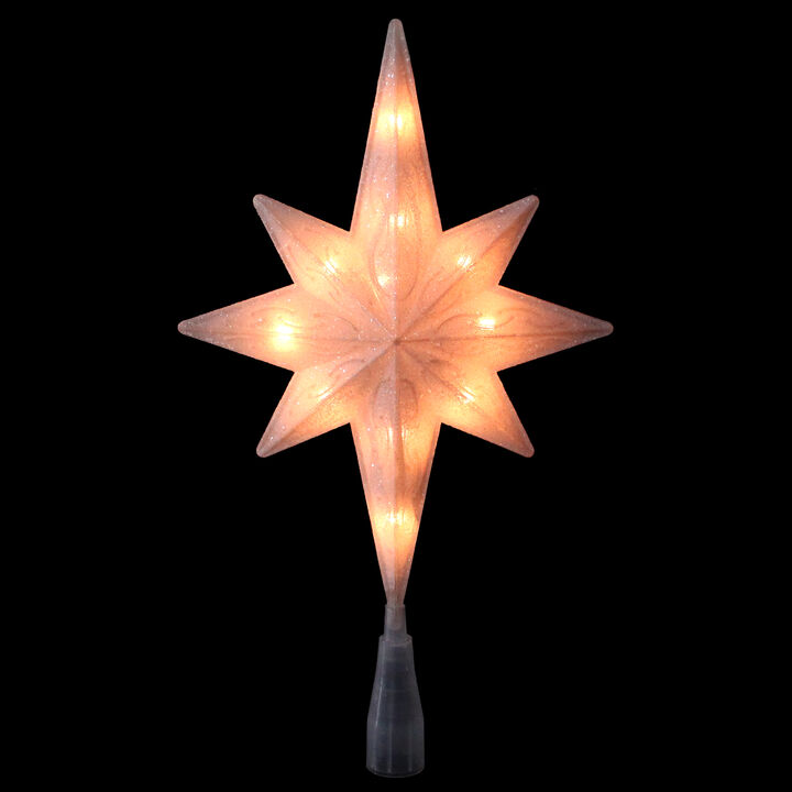 11" Lighted Frosted Clear and Rose Gold Bethlehem Star Christmas Tree Topper - Clear Lights