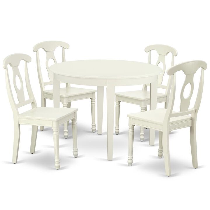Dining Room Set Linen White, BOKE5-LWH-W