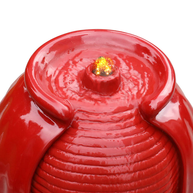 Modern Vase Water Fountain with LED, Red image number 3