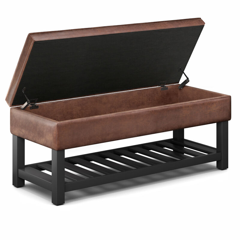 Simpli Home Cosmopolitan Storage Ottoman Bench with Open Bottom image number 2