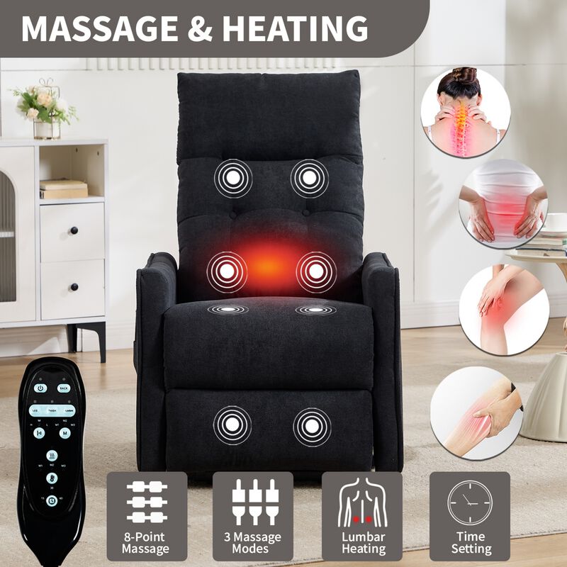 Chenille Power Lift Recliner Chair 155&deg; Recliner with Massage Heat & USB image number 3
