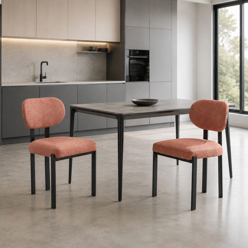 GOODSILO Mid-Century Upholstered Dining Chairs Set of 2, Ergonomic Curved Backrest Seating for Kitchen and Dining Room Spaces image number 3