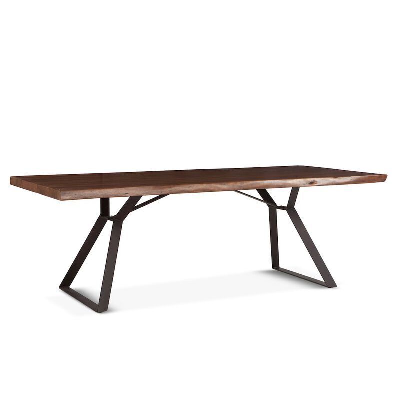 World Interiors Nottingham 80-Inch Acacia Wood Live Edge Dining Table in Walnut Finish image number 6