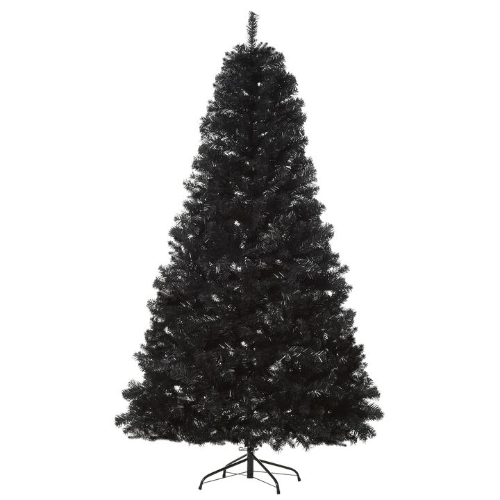 7ft Fake Xmas Holiday Halloween Tree Decor with Foldable Base Set, Black