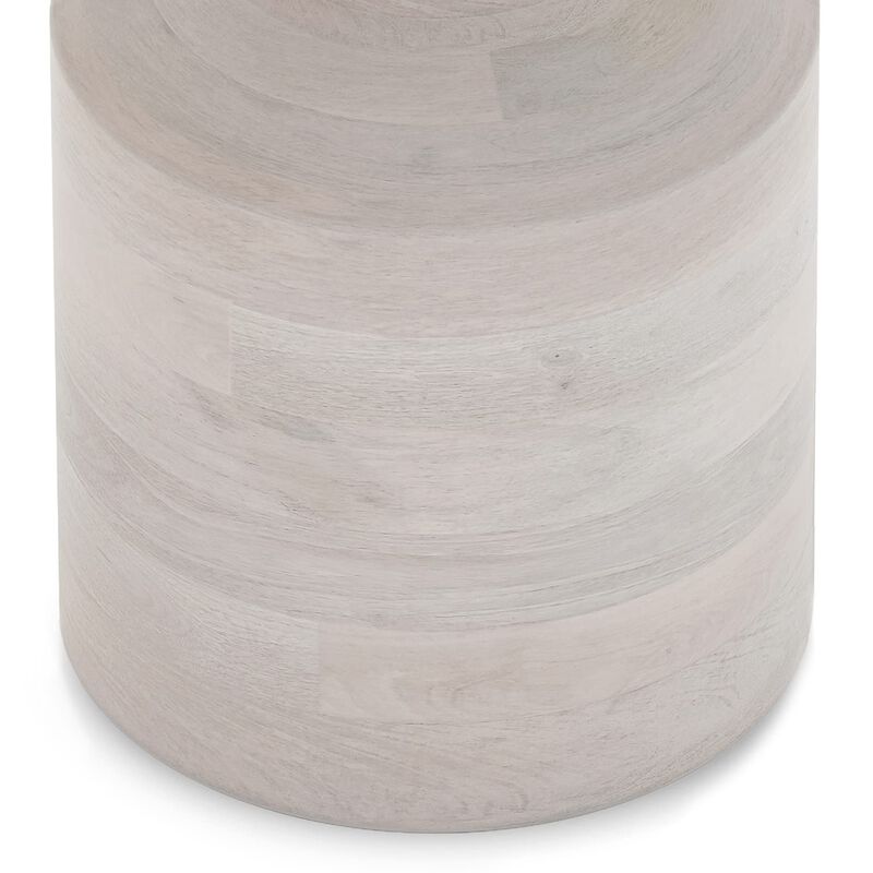 SIMPLIHOME Haynes 16-inch Wide Solid Mango End Table in White Wash, Handcrafted Boho-Style Accent Table for Living, Bedroom, or