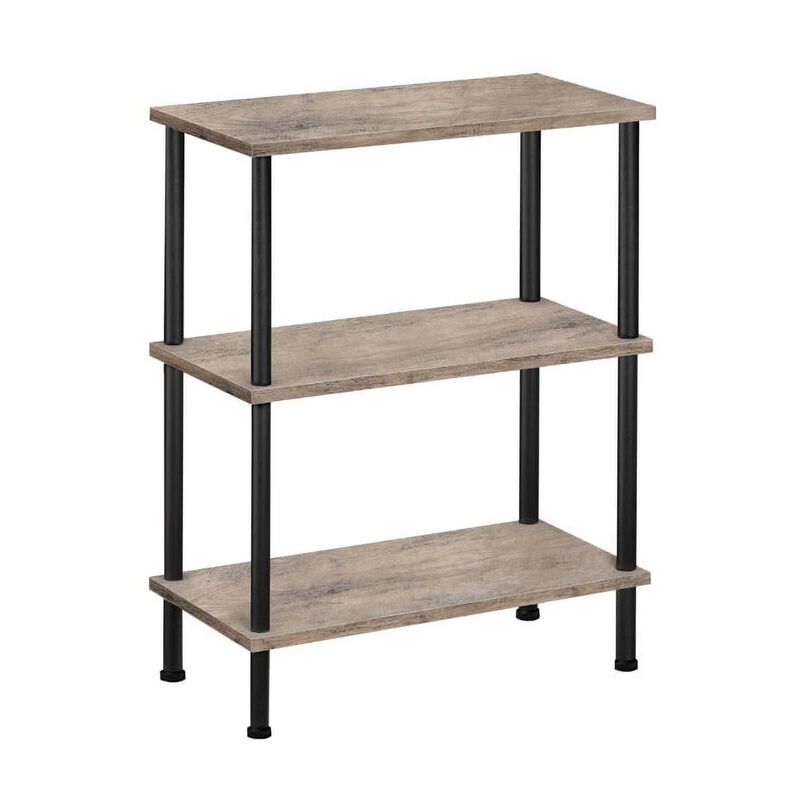 Space-Saving Side Table with 3-Tier Open Storage Shelves- Greige image number 0