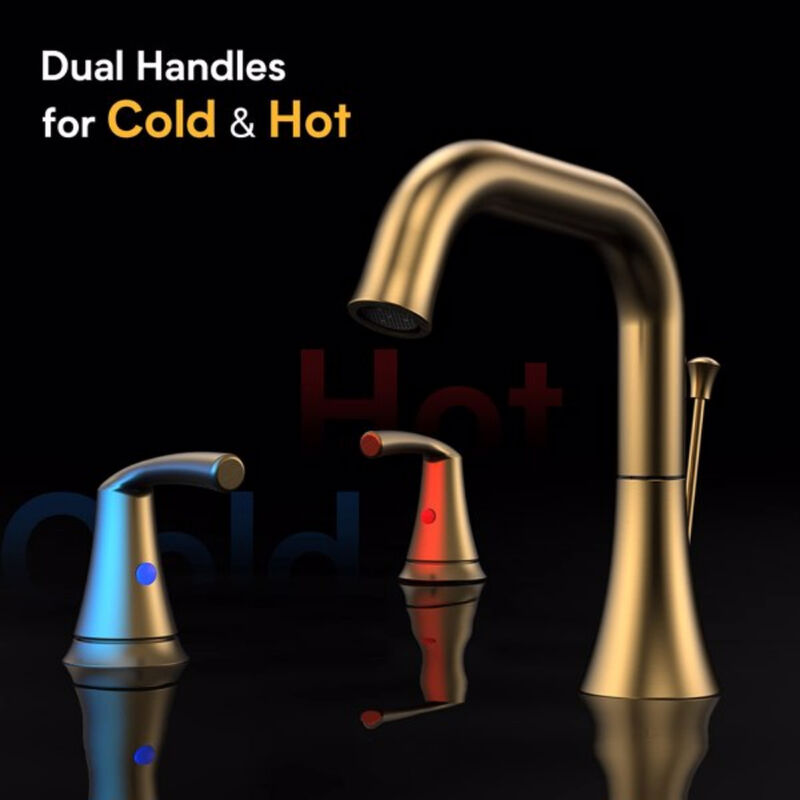 3-Hole Bathroom Sink Faucet Widespread with Pop-Up Drain