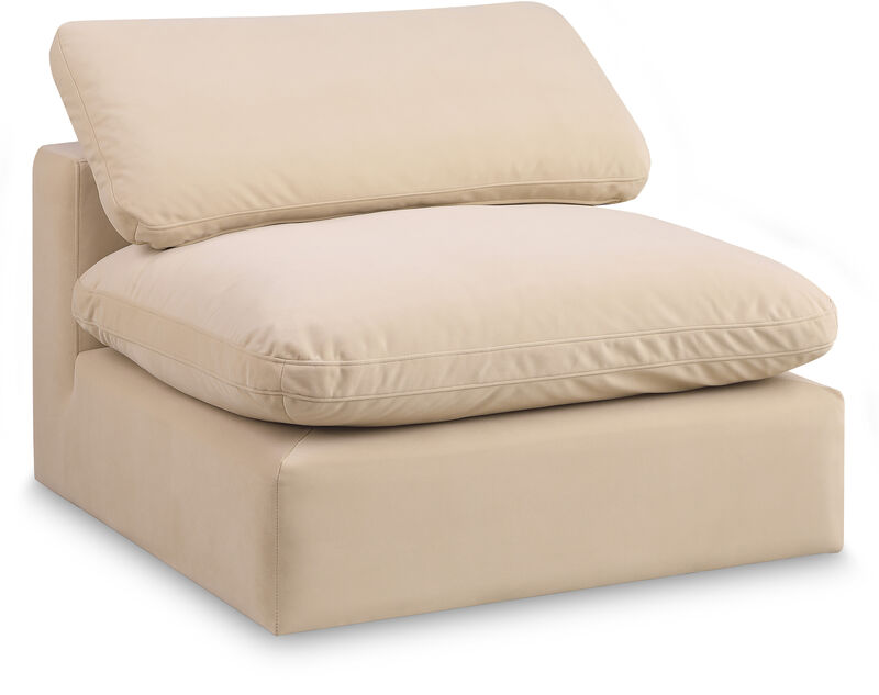Meridian Furniture Comfy Beige Velvet Modular Armless Chair