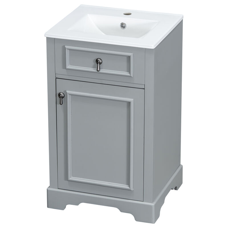 Small Bathroom Vanity: 20-Inch with Ceramic Sink and Soft Close Door