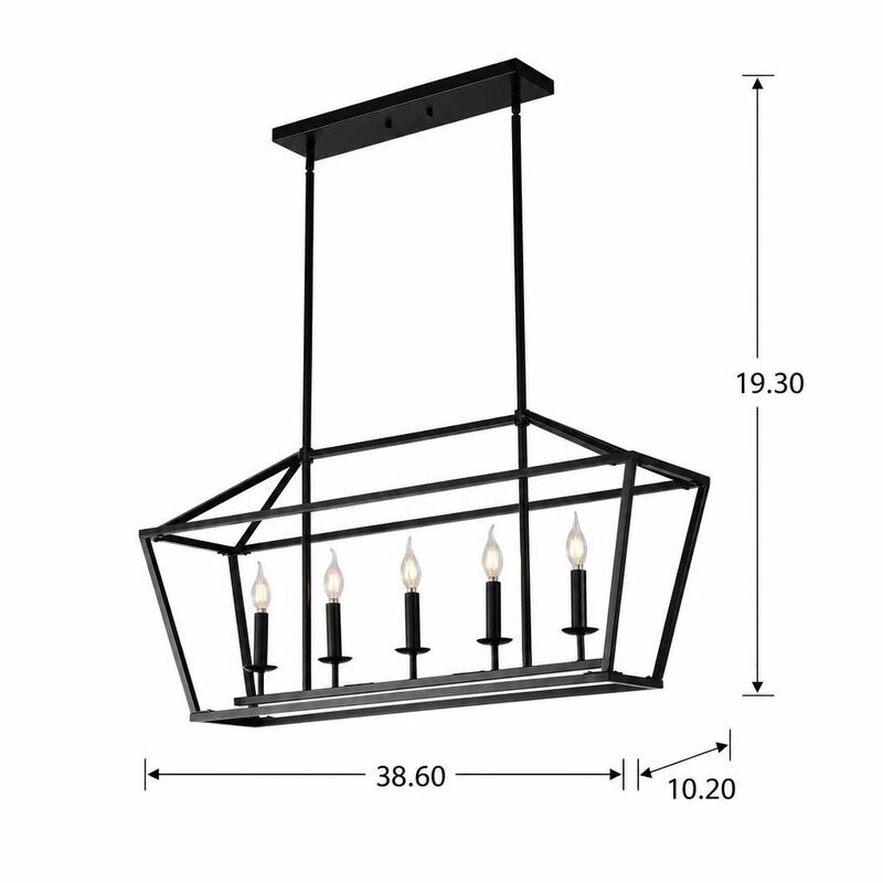 ELEMENT ACE 5-Light Industrial Farmhouse Linear Chandelier Pendant Light Fixture for Dining Room Kitchen Island Living Room Hallway image number 1