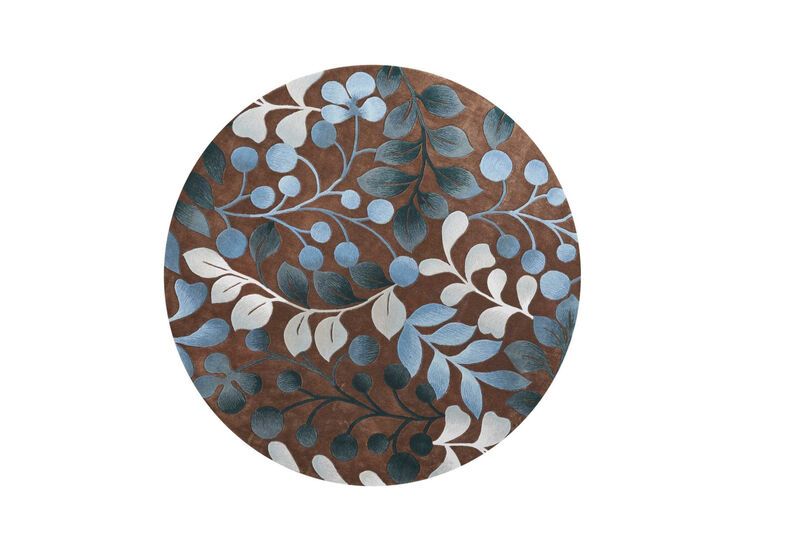 HomeRoots Botanical Leaves Round Rug image number 0