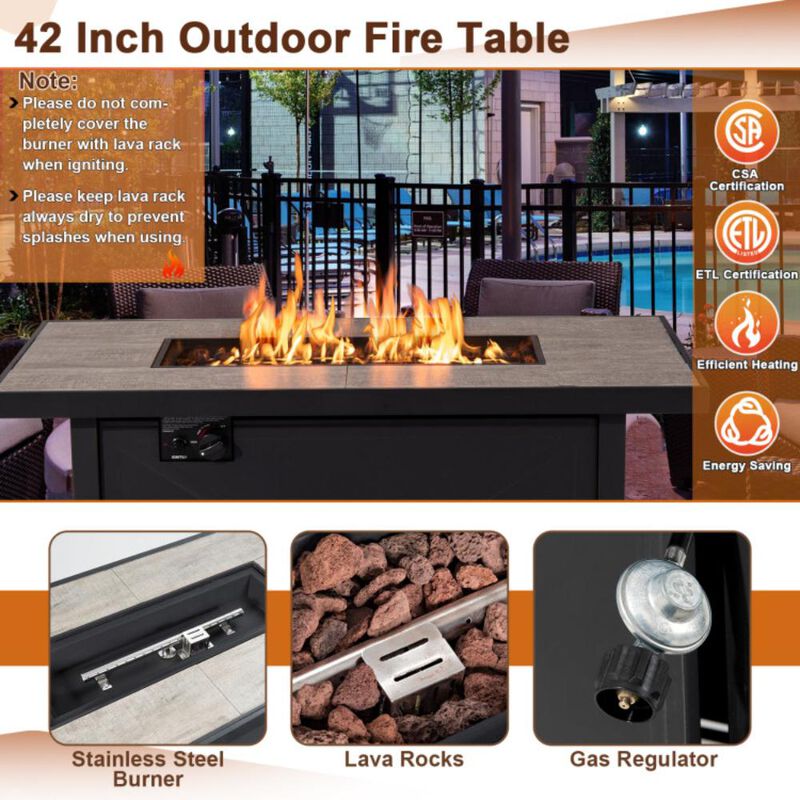 Hivvago 42 Inch 60000 BTU Propane Fire Pit Table with Ceramic Tabletop